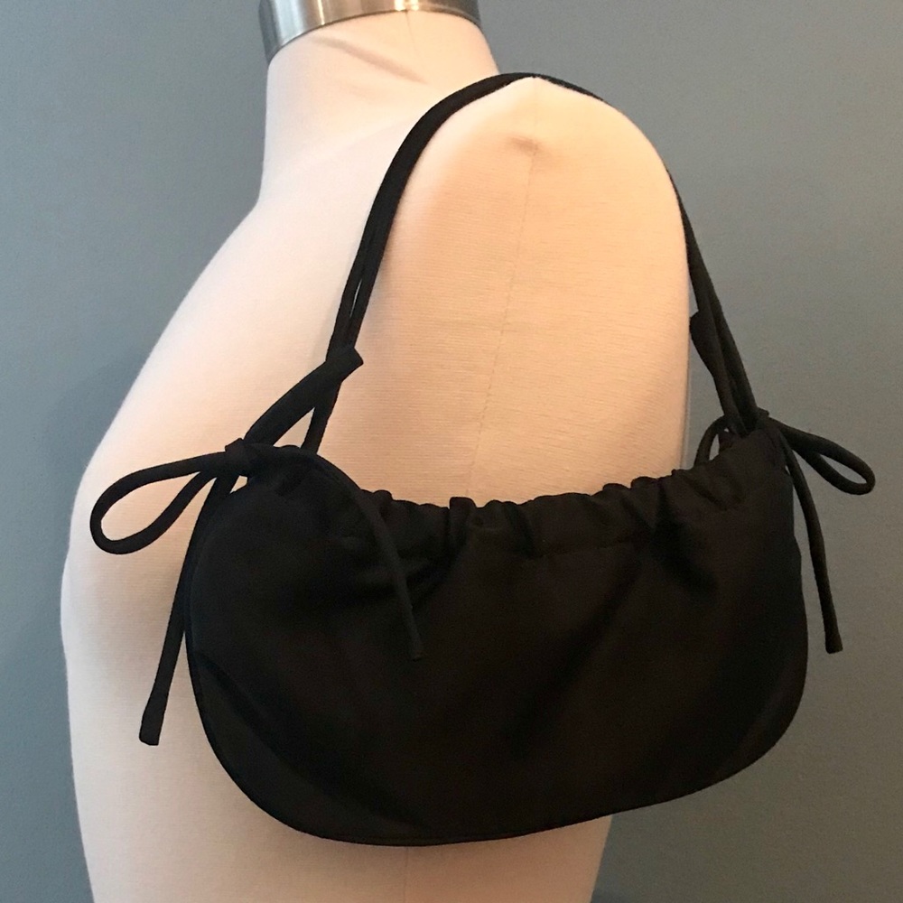 BCBG black satin purse